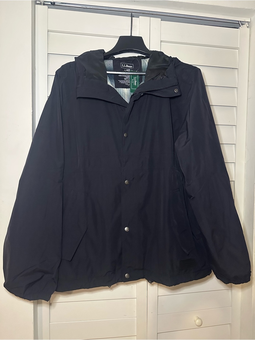 L.L. Bean Men's Black Hooded Rain Jacket